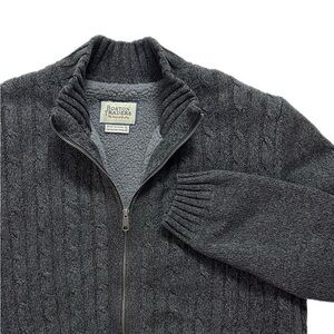 Boston Traders Men's Cable Knit Sweater with Sherpa Lining Full‎ Zip Sz XL
